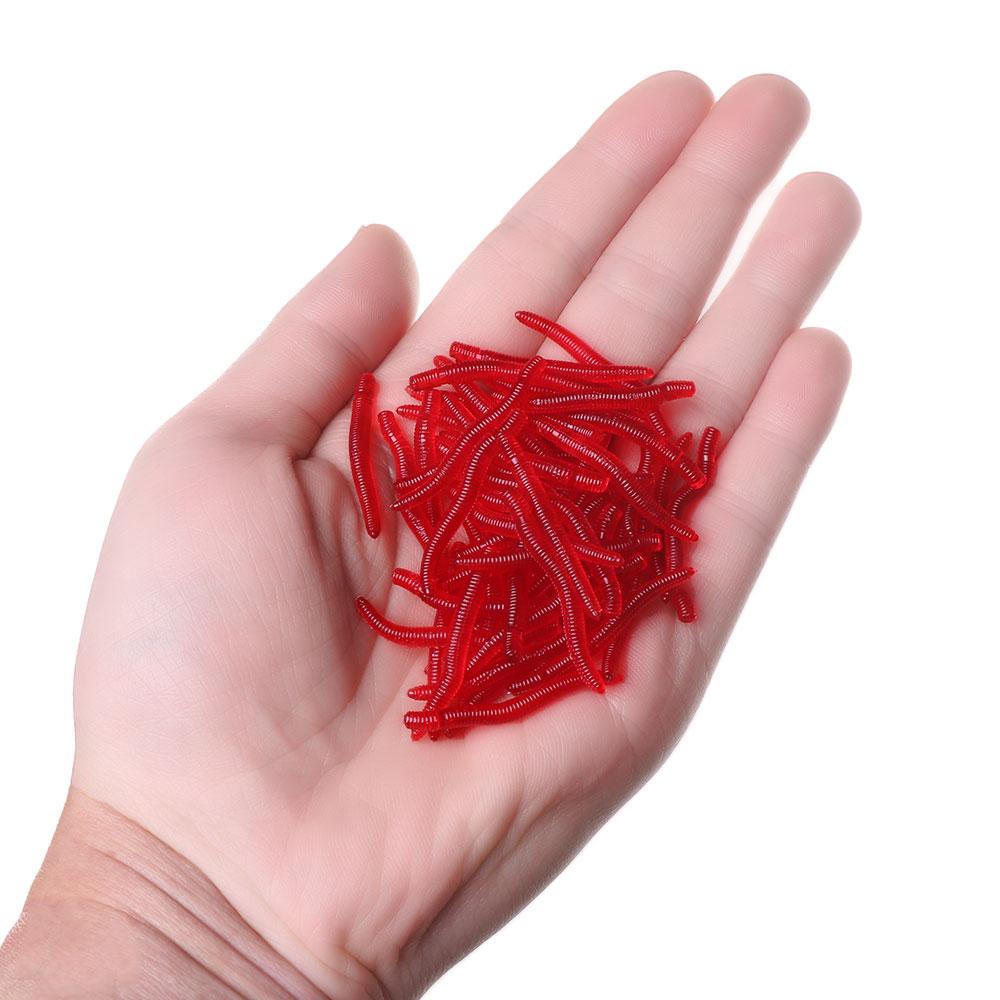 50pcs-200pcs Soft Tackle Trout Fishy Smell EarthWorm Worm Red Baits bloodworm Fishing Lure