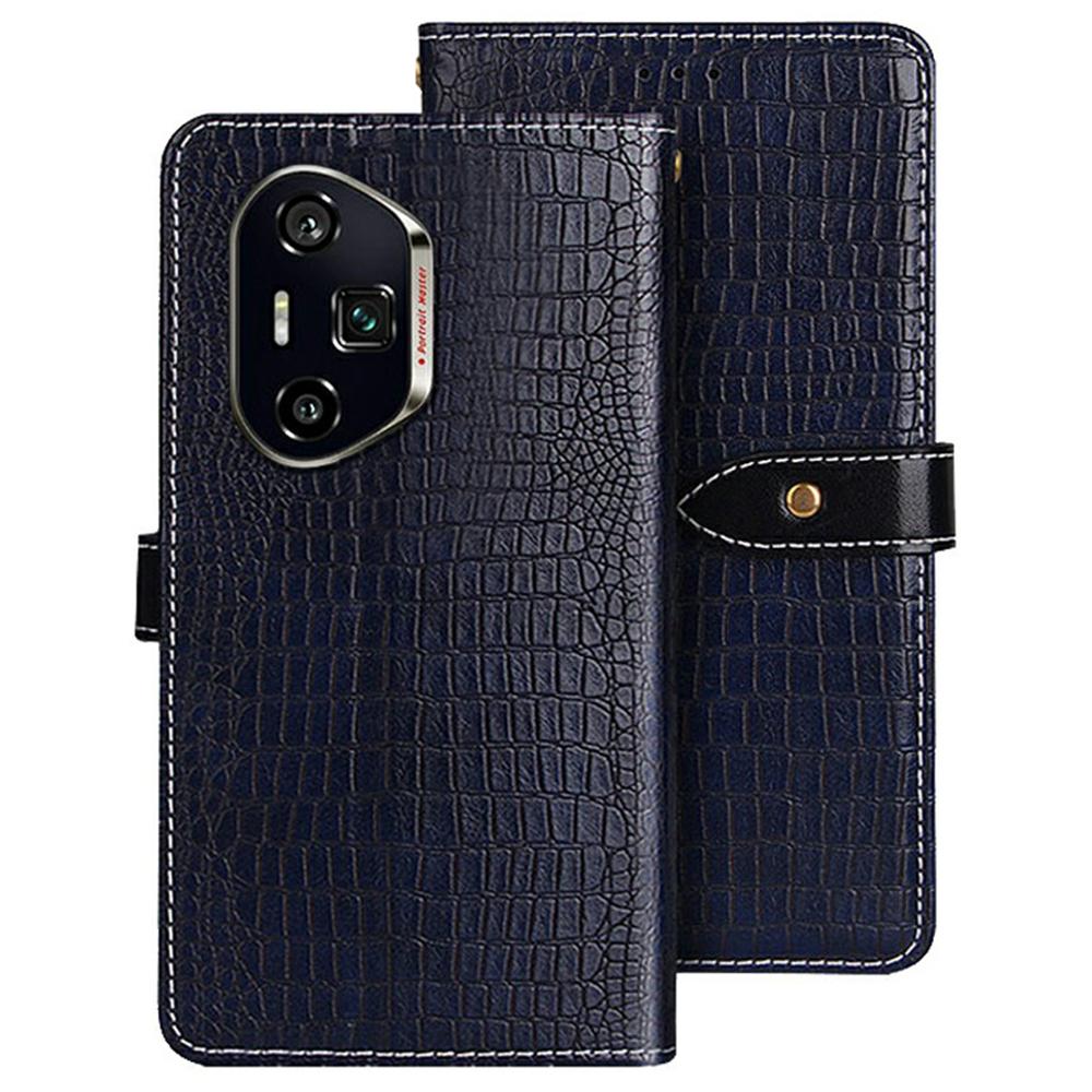

For Honor 300 Ultra Case Crocodile Texture PU Leather Flip Phone Cover Blue