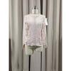 New Elegant Mesh Long Sleeve Lace Blouse Women Solid Color Round Neck Top Women's Loose Shirt Casual Sweet Office Spring Autumn Hollow Out Clothing