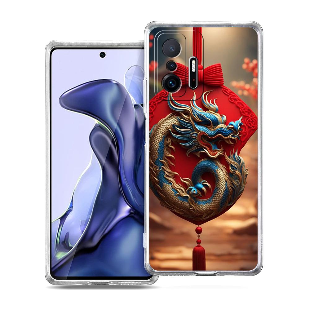 Transparent Phone Case for Xiaomi Mi 14 13 12 11 Ultra Poco X3 NFC F3 F6 Pro Soft TPU Shell Trend Fashion Cartoon Chinese Dragon