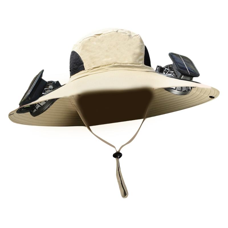 Fishing Hat for Adult with USB Cooling Fan Solar Powered Fan Hat Waterproof Sun Protective Hat for Outdoor Activity