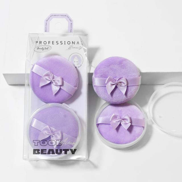 Sweetpourin - Set of 2: Bow Powder Puff BMS-196 - Set Of 2 - Purple