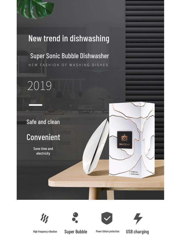 Mini Electric Dishwasher & Ultrasonic Fruit Cleaner