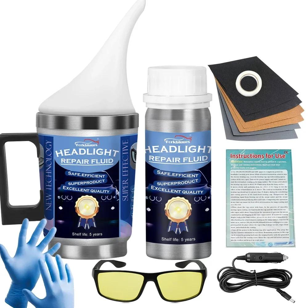 Kit de polimento para renovação de faróis de carro Kit de restauração de faróis Ferramenta de cuidados automotivos de oficina Evaporador de polímero líquido de 800ML