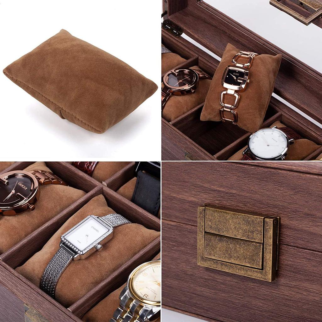 Reodoeer Wood Grain PU Watch Storage Watch Storage Collection Case for 10 Watches Case, Box,