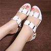 Thick heel cool slippers summer fashion new outer wear medium heel one-word button drag women's sandals women