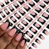 120 Pieces Glossy Black French False Nails Nude Medium French Tip Nails  For Nail Art