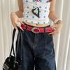 Y2k Women's Rivet Belt Gothic Dress Jeans Belt Niche Leather Waist Belt  Streetwear