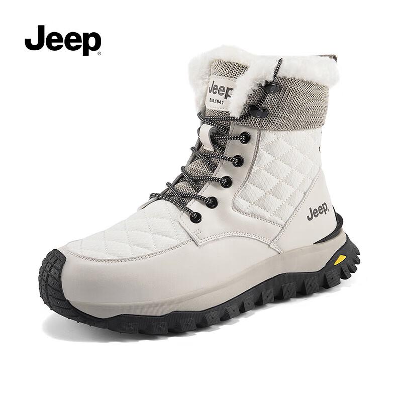 Jeep Men s Winter Warm Anti-Slip High-Top Snow Boots 41 грязно-белый