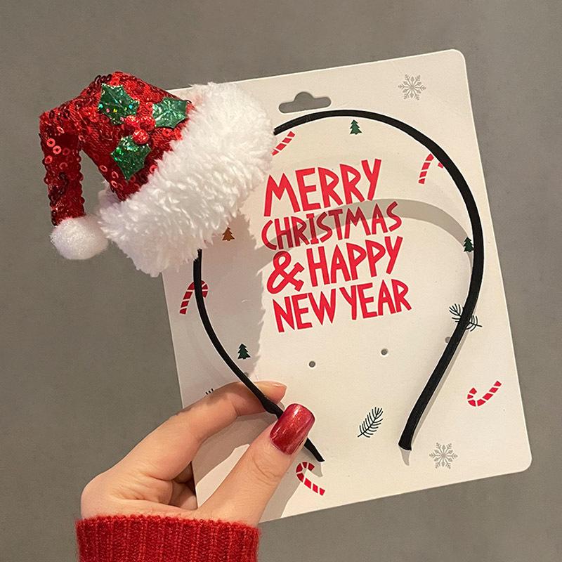 Christmas Hat Christmas Headband 3D Spring Xmas Hair Accessories Cartoon Santa Claus Hairband