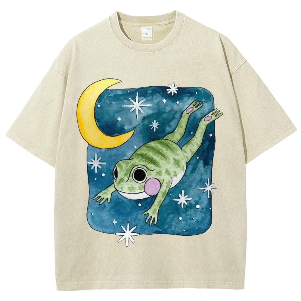 Übergroßes Y2K Style Top American Vintage Frosch Grafik Trend T-Shirt Für Frauen und Männer in Oberbekleidung Streetwear 100% Baumwolle