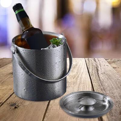 Ice Bucket Cooler with Lid Double Wall Stainless Steel Container Wine for Buffet Family