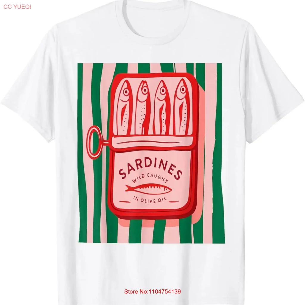 Les Sardines FisherUnisex Aesthetic Coastal Sardine Summer T Shirt Vintage Washed Fashion Top For Everyday Wear Versatile