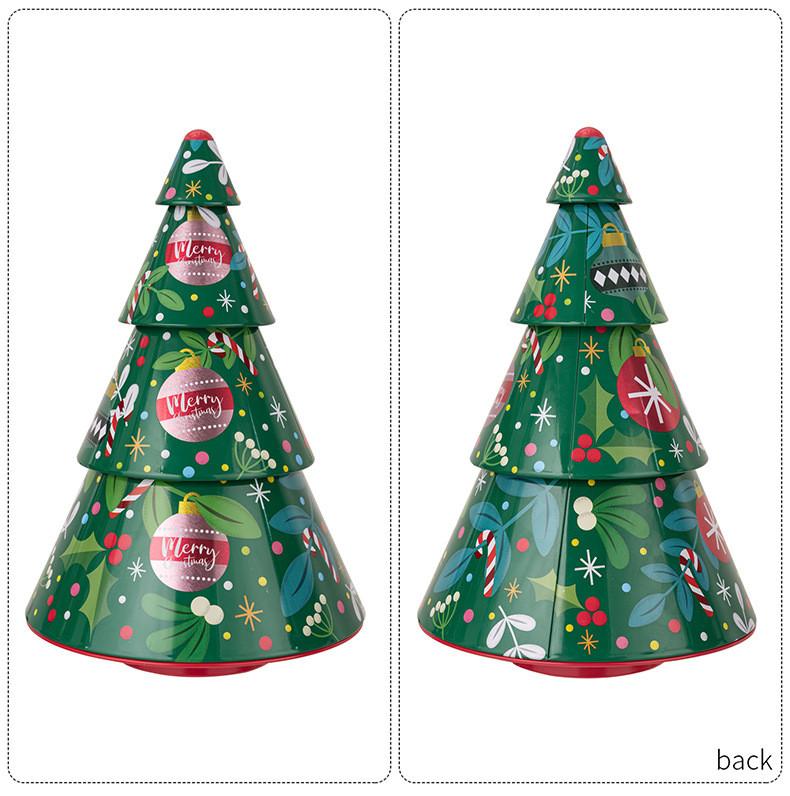 Christmas Tree Tin Candy Box With Metal Storage Container For Holiday Decorations