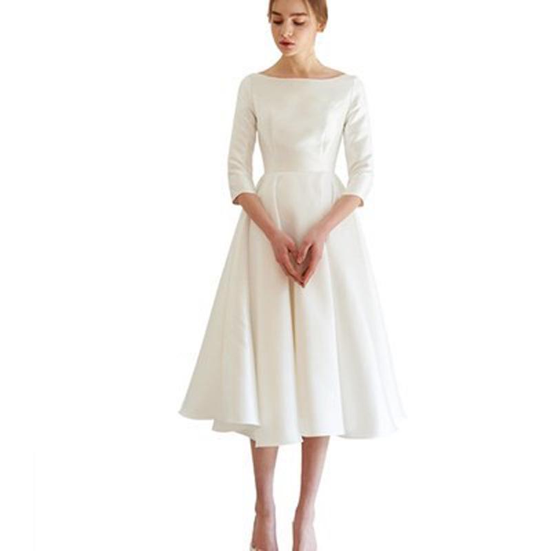 Elegante Abito da Sera Bianco Retro da Donna di Media Lunghezza per Fotografia Estiva e Viaggi nella Foresta 2026