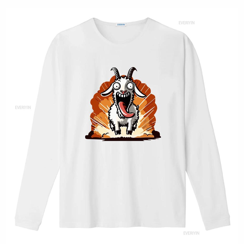 Crazy Goat Simulator Lustiges Tierhumor Unisex T-Shirt Vintage Gewaschen Stilvoll Dehnbar Atmungsaktiv Oberteil Für Den Alltag Lässig