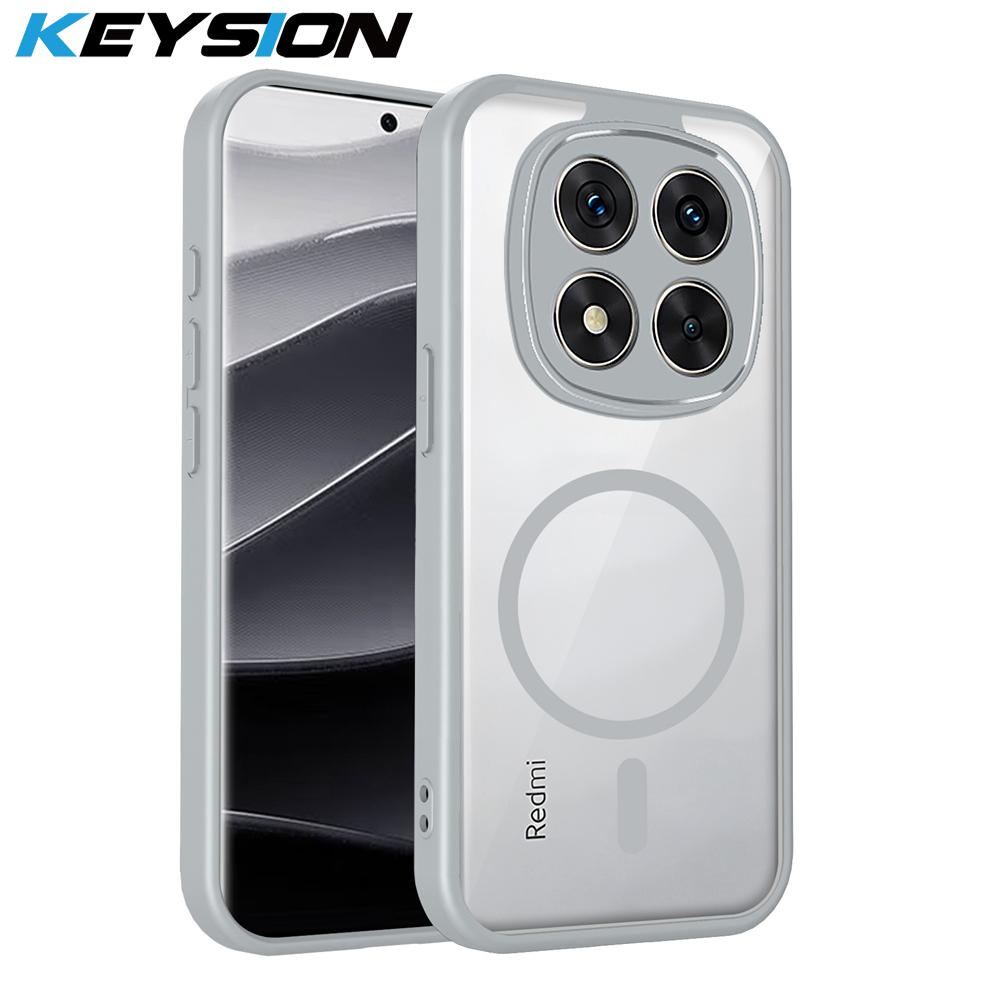

KEYSION Transparent Magnetic Phone Case for Redmi Note 14 Pro+ 5G 14 Pro 4G Silicone+PC HD Clear Shockproof Cover for Xiaomi POCO X7 for POCO X7