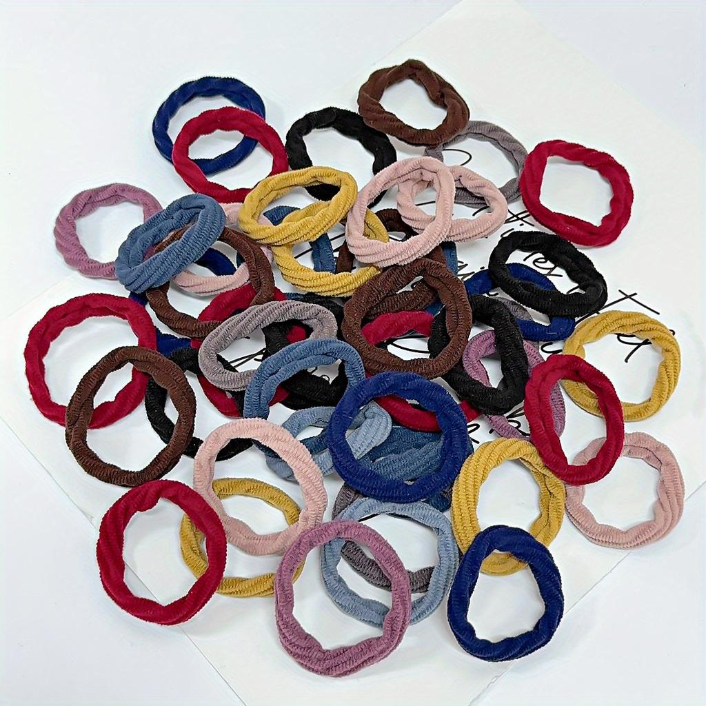 50pcs Girl Mixed Color Simple Hair Ties Hair Accessories