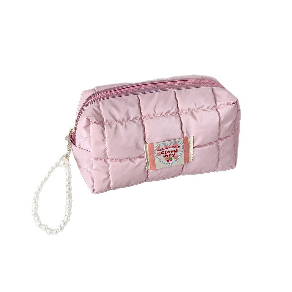 Travel Toiletry Bag Cotton Pearl Handle Cosmetic Bag Makeup Storage Bag Soft For Suitcase Travel Purse