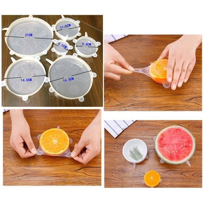 6-piece Silicone Plastic Packaging Green Silicone Preservation Lid Fresh Bowl Cover