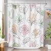Cortina de Chuveiro Floral, Tecido Lavável Flores de Tinta Preta de Primavera Cortina de Chuveiro Com 12 Ganchos de Metal, Tecido de Fazenda Rústico