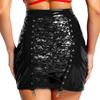 Womens Bodycon PU Skirt Floral Lace Patchwork Lace Up Clubwear Mini Skirt