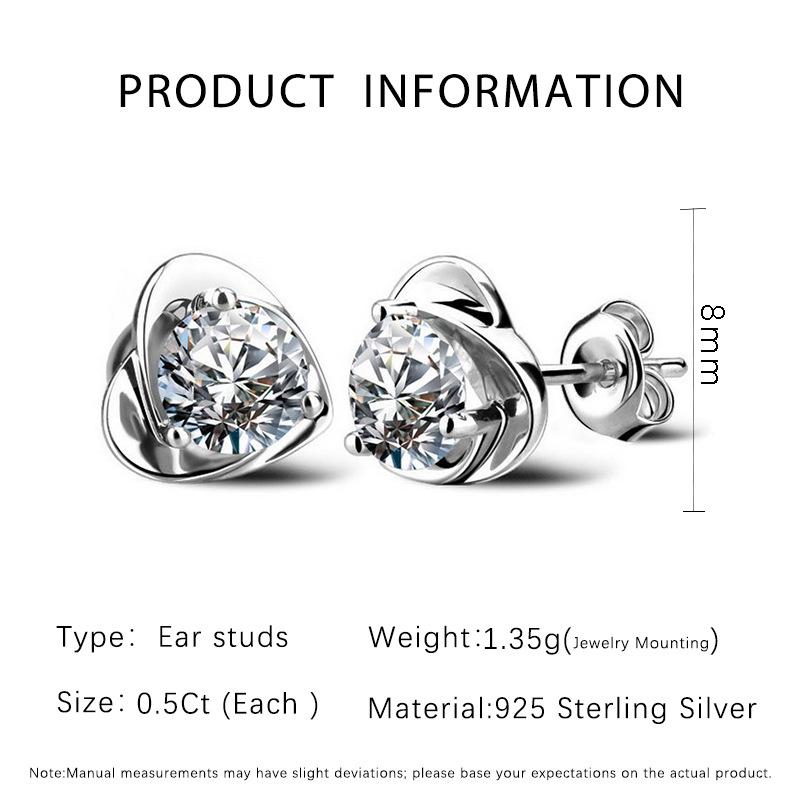 Moissanite Heart-Shaped Princess Earrings in S925 Silver: Stylish, Cute, and Fashionable for Women S925 Silver