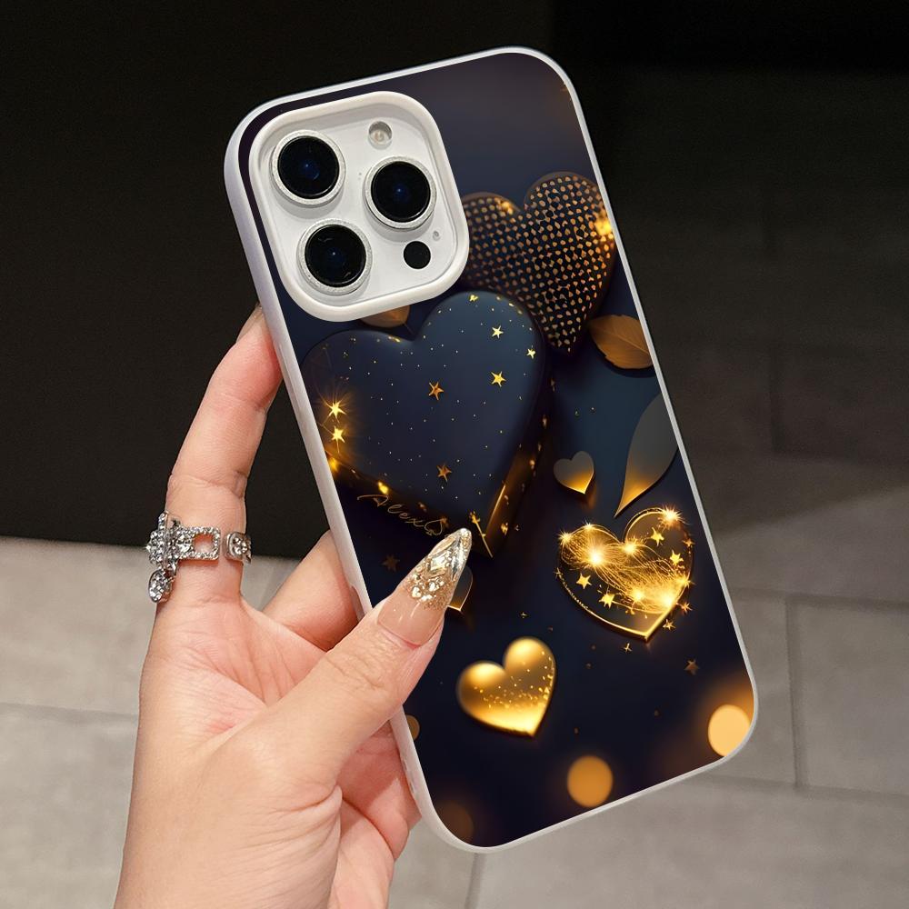 Y2K Glowing Hearts Jelly Double Layer White Mobile Phone Case for iPhone 17 16 15 14 13 12 11 Air Pro Max Plus Protective