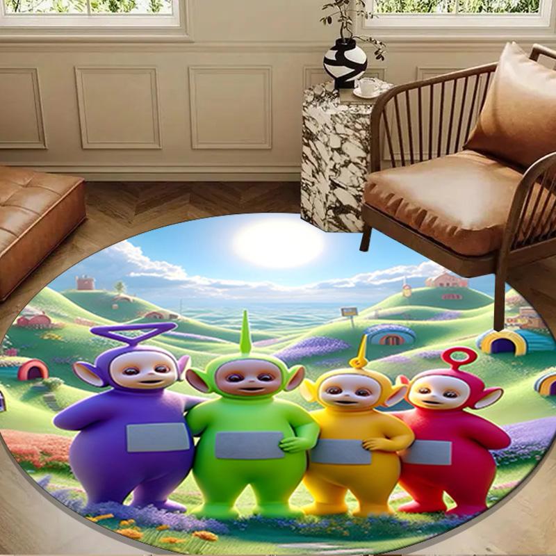 Tele-tubbies Celebration Round Rug for Livingroom,Bedroom, Palyroom, Chair Rug, Area rug, Circle Carpet, Large Size Fan Christmas gift
