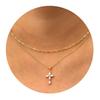 Eco-friendly 18K Gold Double Layer Cross Necklace with Marquise Zircon Water Wave Chain
