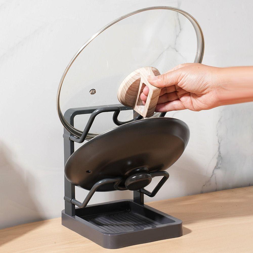 Double Layer Pot Lid Rack Draining Non-slip Cutting Board Holder Large Capacity Kitchen Storage Rack