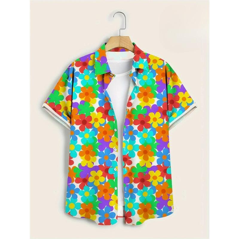 Cheap Floral Shirts Men's Hawaii Holiday Party Blouse 2025 Lapel Beach Shirt Flower Korean Fashion Short-sleeved Womens Clothes