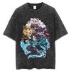 Anime Demon Slayer Agatsuma Zenitsu Graphic T Shirt Men Manga Vintage Tshirts Washed Cotton T-shirt Harajuku Male T-Shirt