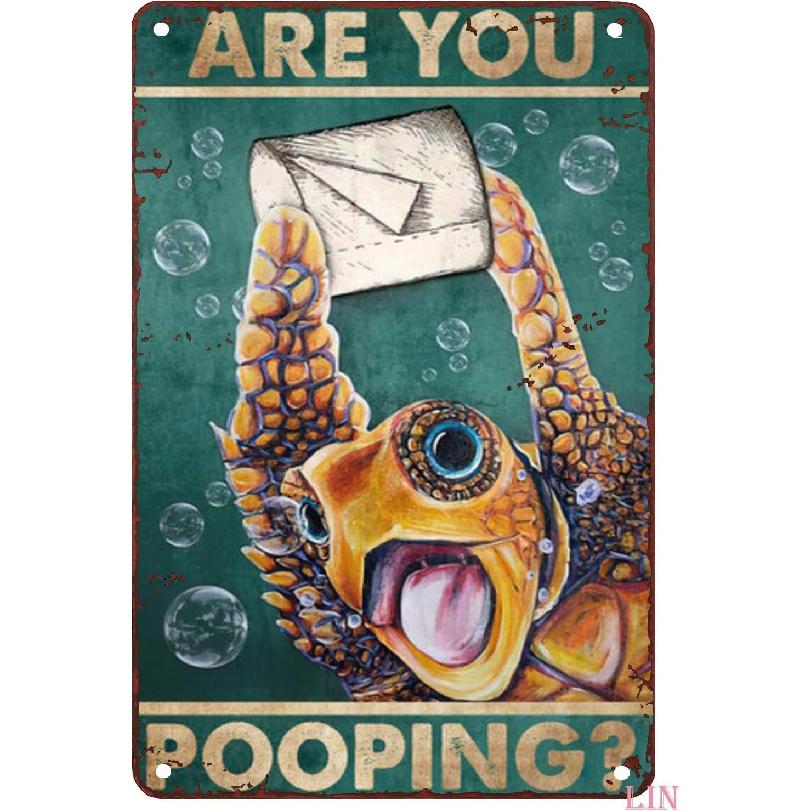Bathroom Ocean Turtle Tin Signs, Funny Decor Signs, Vintage Metal Poster Art, Love Ocean Turtles, 8 x 12 Inch