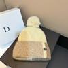 Winter Knit Hat With Rabbit Fur Fleece Ear Flaps Pom Warm Windproof Women