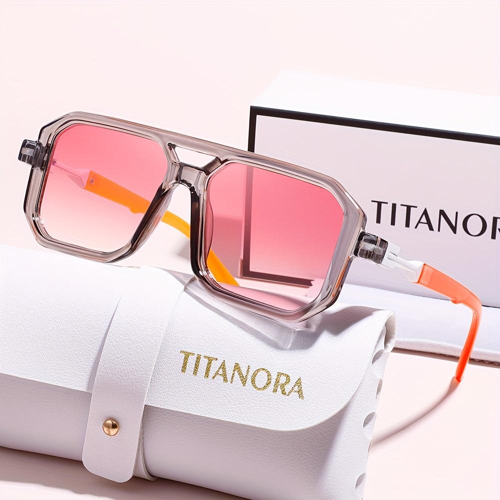 Retro Square Frame Sunglasses for Men and Women, Vintage Double Bridge UV400 Protection Shades, Fashion Street Wear Sun Glasses
