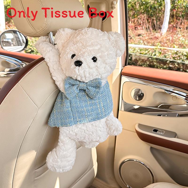 Creative Plush Bunny Car Tissue Holder With Cute Cartoon Design For Car Interior Decor