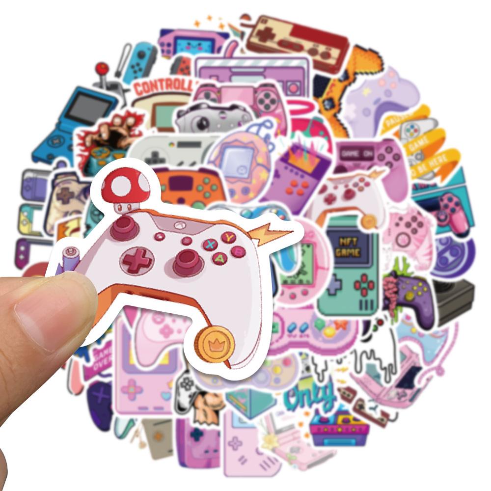 60Pcs Funny Game Gamepad Controller Console Pink Stickers Waterproof Pad Skateboard Laptop Computer Car Sticker Kids Toys
