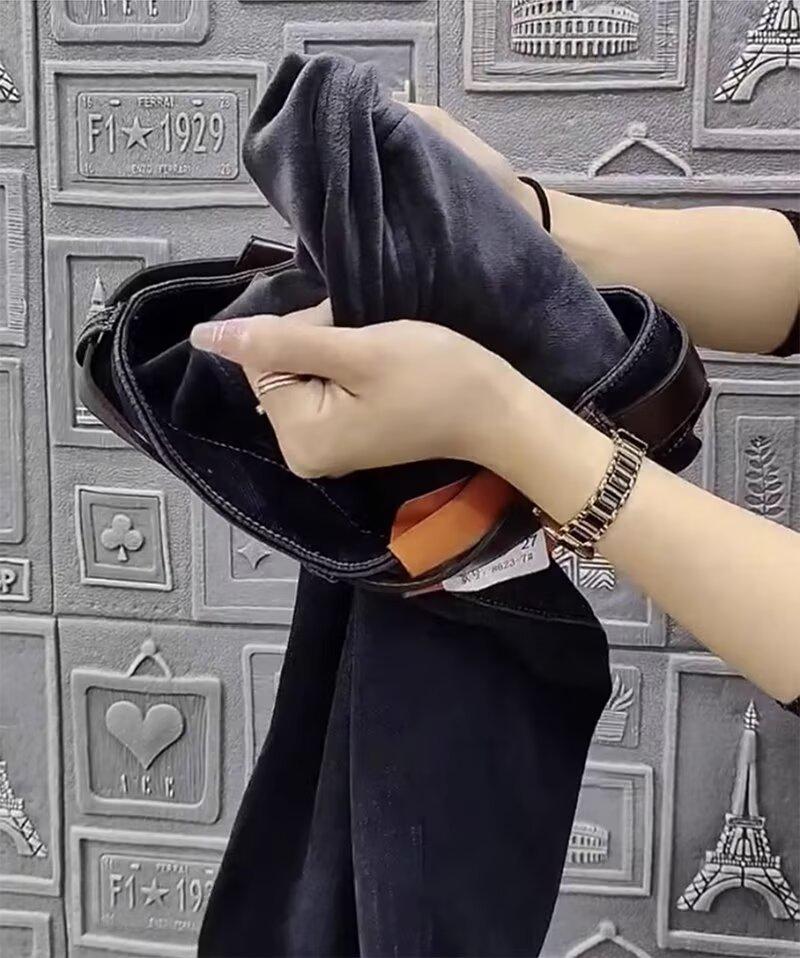 Plus Size High Waist Slimming Elastic Jeans for Women - Autumn/Winter Straight Leg Harem Carrot Pants