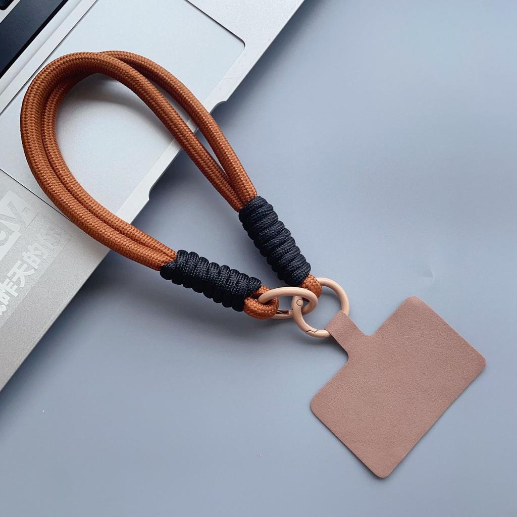 Macaron-Farbe Kurzes Handy-Lanyard Handy-Pad Doppelkopf Anti-Verlust Handgewebt Unisex Handgelenkband Kette Anhänger Lanyard