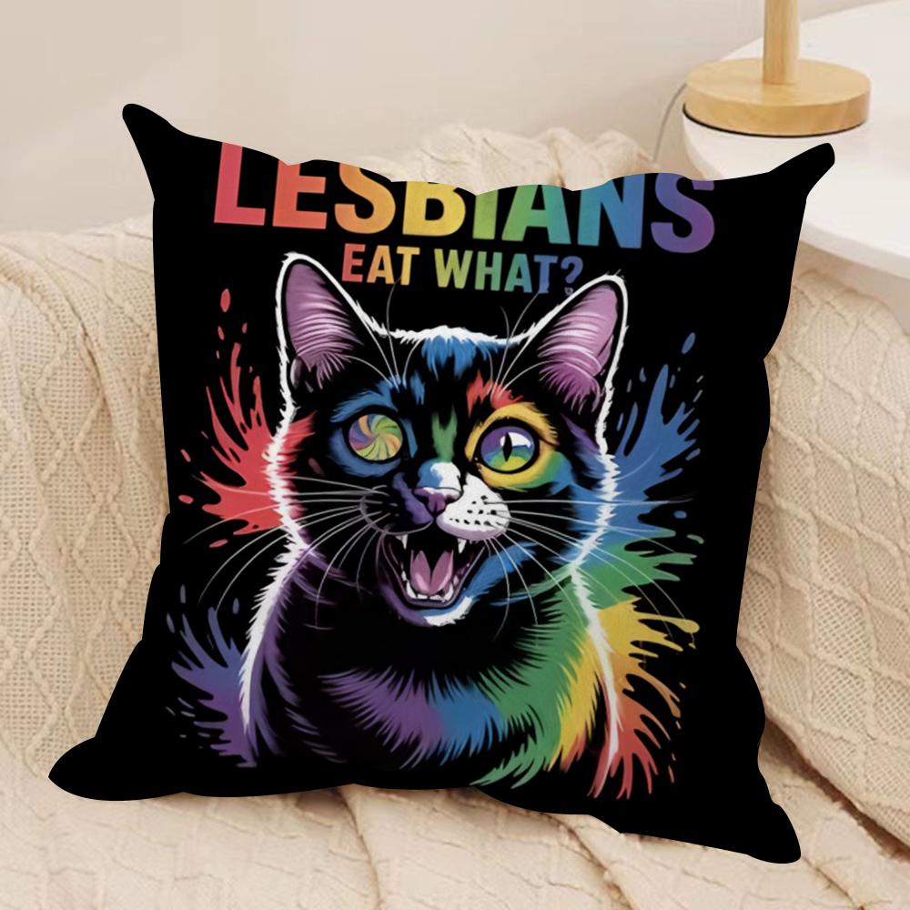 Funny lesbians eat what Cushion Cover Soft Plush Fabric DoubleSided Printed Cushion Covers for All Seasons Modern Home Decor