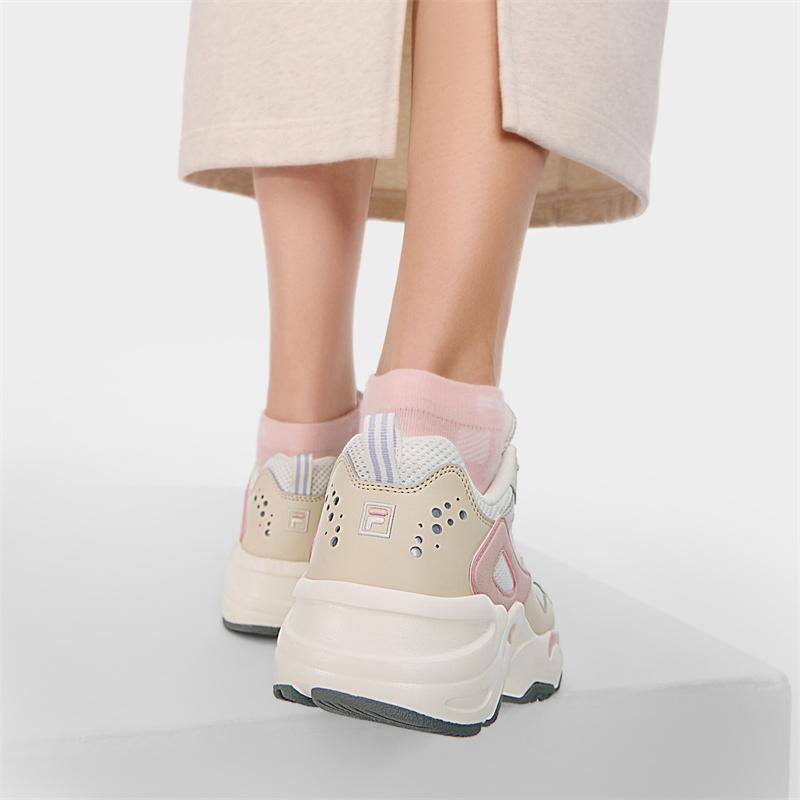 FILA Versatile Simple Retro Low-Top Casual Shoes Women sneaker White-Agate-Gray White-Sand-Gray F12W422113FWW