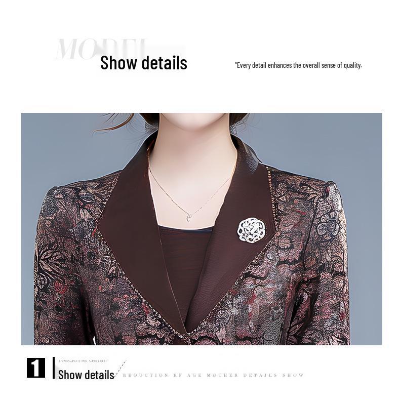 2026 Spring Slimming Temperament Dress: Mid-Length Two-Piece Style with Age-Reducing Print for Women