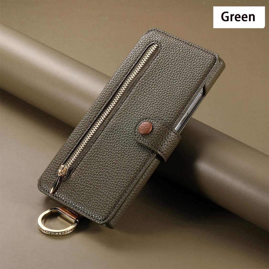 Wallet Flip Case for Samsung Galaxy S26 S24 S25 Ultra S23 FE S22 Plus A56 A55 A57 Leather Strap Card Slots Zipper Cover LSW-02