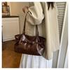 Retro Solid Color Faux Leather Shoulder Bag for Women, Chic Belt Buckle Clutch Handbag, Spacious Daily Commute Tote