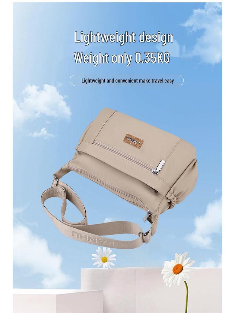 Water-Repellent Nylon Crossbody Bag for Middle-Aged Women, Large-Capacity, Multi-Layer, Versatile Casual Shoulder Bag.