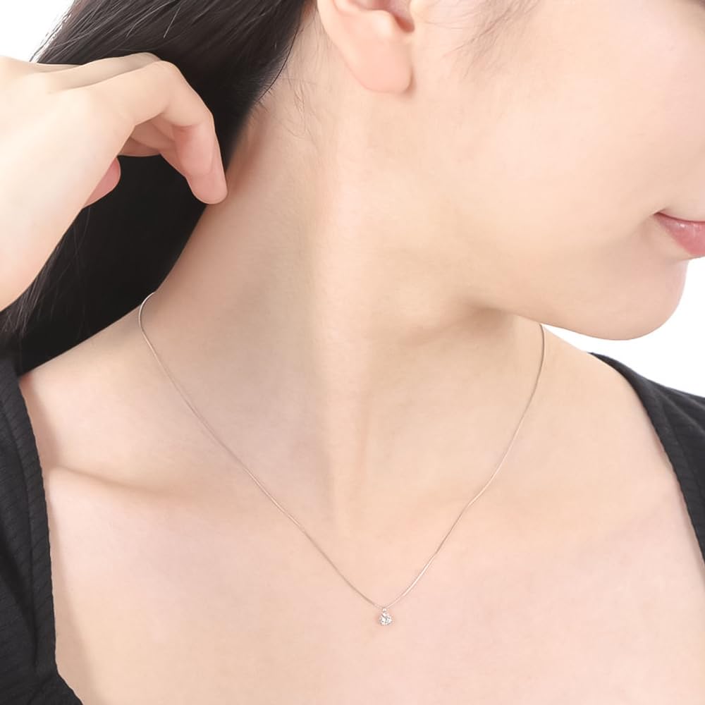 PLUSTER Necklace Diamond Delicate Single K10 PG Pink Gold Chain 45cm Box Christmas Present Women's 0.15ct [Gift Set]