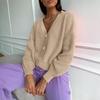 Women's Solid Color Single-Breasted Knitted Cardigan - Autumn/Winter European & American Style