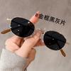 Korean High-End Metal Wind Sunglasses Female Personality Hip-Hop Retro Oval Small Frame Sunglasses Travel Photo Glasses