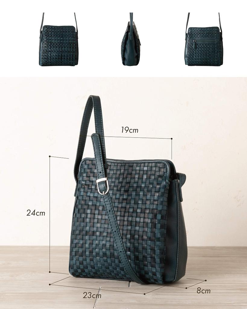 BAG since Imai Bag Shoulder Bag Genuine Leather Bag Crossbody Pochette Pony Mesh Large Capacity Large Capacity Zipper [IMAI 1977] Women's (33165 Blue)